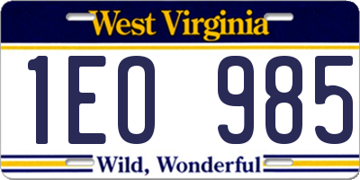 WV license plate 1EO985