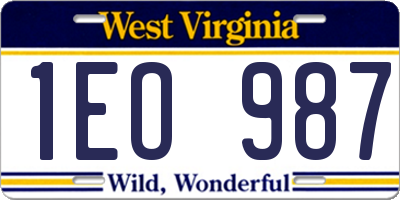 WV license plate 1EO987
