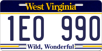 WV license plate 1EO990