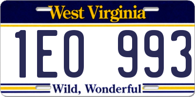 WV license plate 1EO993