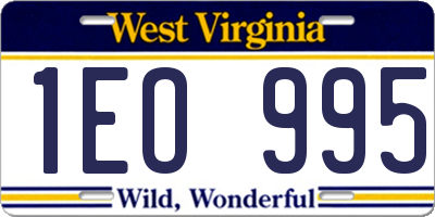 WV license plate 1EO995