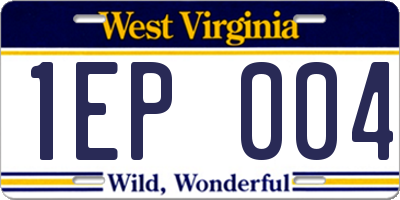 WV license plate 1EP004