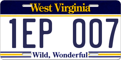 WV license plate 1EP007