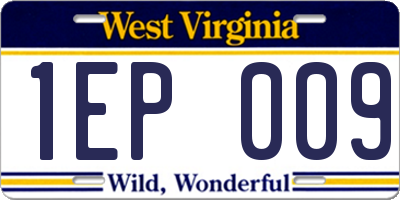 WV license plate 1EP009