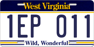 WV license plate 1EP011