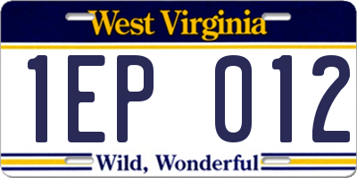WV license plate 1EP012