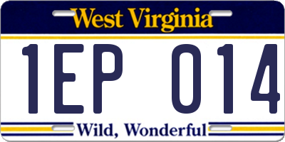 WV license plate 1EP014
