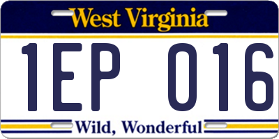 WV license plate 1EP016