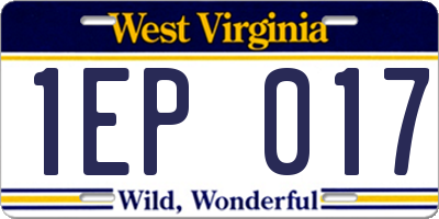WV license plate 1EP017