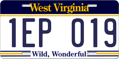 WV license plate 1EP019