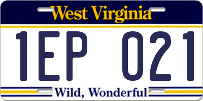 WV license plate 1EP021