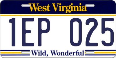 WV license plate 1EP025