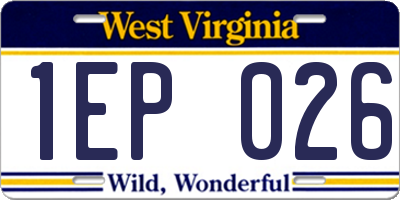 WV license plate 1EP026