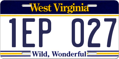 WV license plate 1EP027