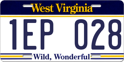 WV license plate 1EP028