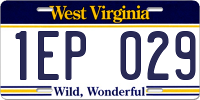 WV license plate 1EP029