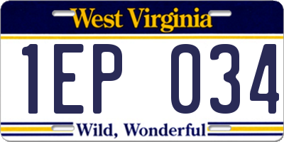 WV license plate 1EP034