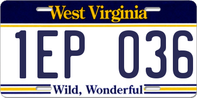 WV license plate 1EP036