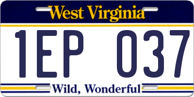 WV license plate 1EP037