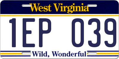 WV license plate 1EP039