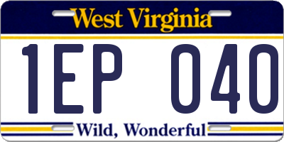 WV license plate 1EP040