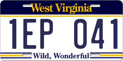 WV license plate 1EP041