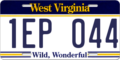 WV license plate 1EP044