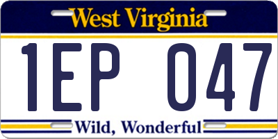 WV license plate 1EP047