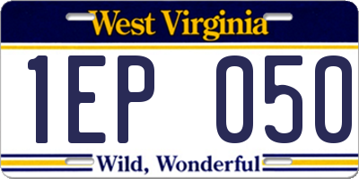 WV license plate 1EP050