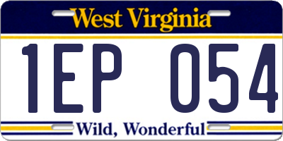 WV license plate 1EP054