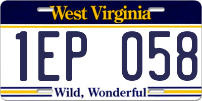 WV license plate 1EP058