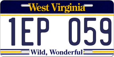 WV license plate 1EP059