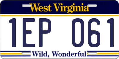 WV license plate 1EP061