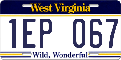 WV license plate 1EP067
