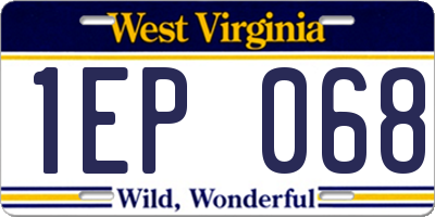 WV license plate 1EP068