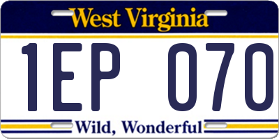 WV license plate 1EP070
