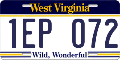 WV license plate 1EP072