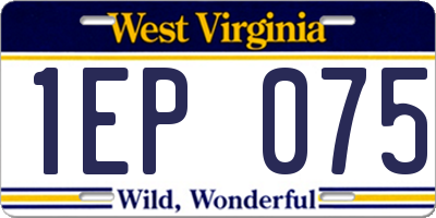 WV license plate 1EP075
