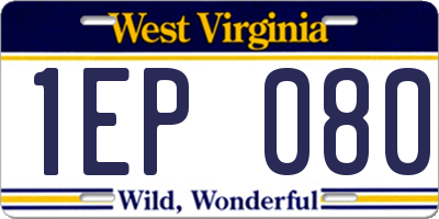 WV license plate 1EP080