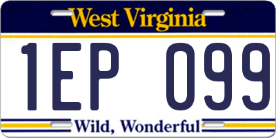 WV license plate 1EP099