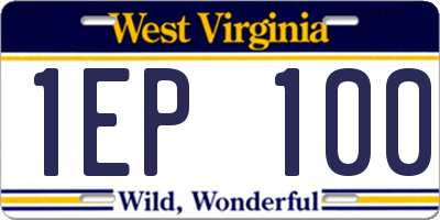 WV license plate 1EP100