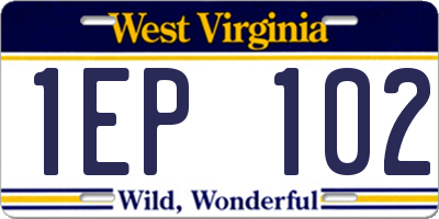 WV license plate 1EP102