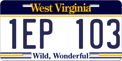 WV license plate 1EP103