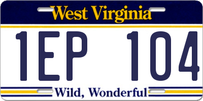 WV license plate 1EP104