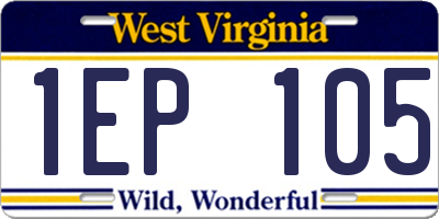 WV license plate 1EP105