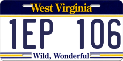 WV license plate 1EP106