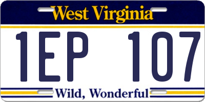 WV license plate 1EP107