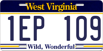 WV license plate 1EP109