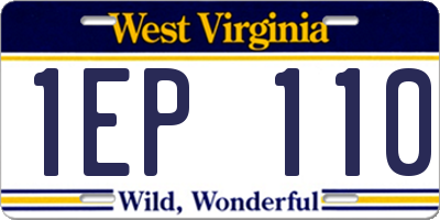 WV license plate 1EP110
