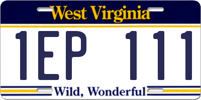 WV license plate 1EP111
